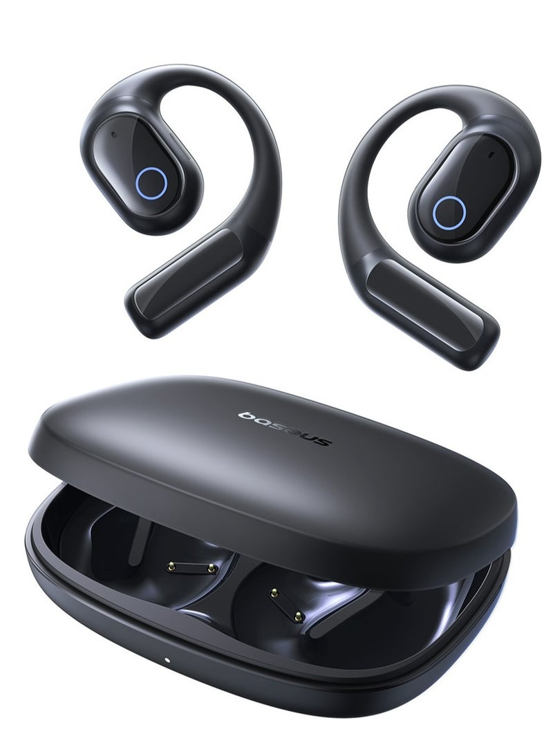 Open-Ear Earphones with Ear Hooks, Wireless Bluetooth 5.4, IP54 Waterproof, Air Conduction Technology, Sports Earbuds for Running, Gym, Cycling, Outdoor Activities, Sweatproof, Comfortable and Secure Fit for Active Lifestyles, Compatible with iOS & Android Devices Cosmic Black