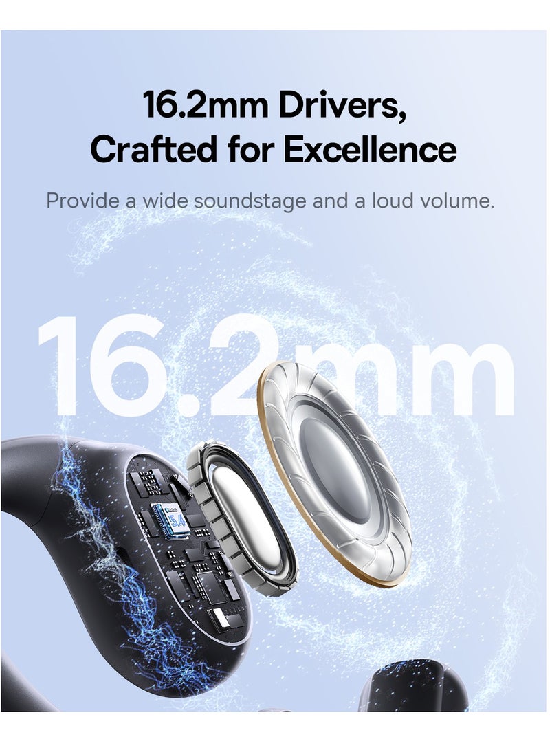Open-Ear Earphones with Ear Hooks, Wireless Bluetooth 5.4, IP54 Waterproof, Air Conduction Technology, Sports Earbuds for Running, Gym, Cycling, Outdoor Activities, Sweatproof, Comfortable and Secure Fit for Active Lifestyles, Compatible with iOS & Android Devices Cosmic Black