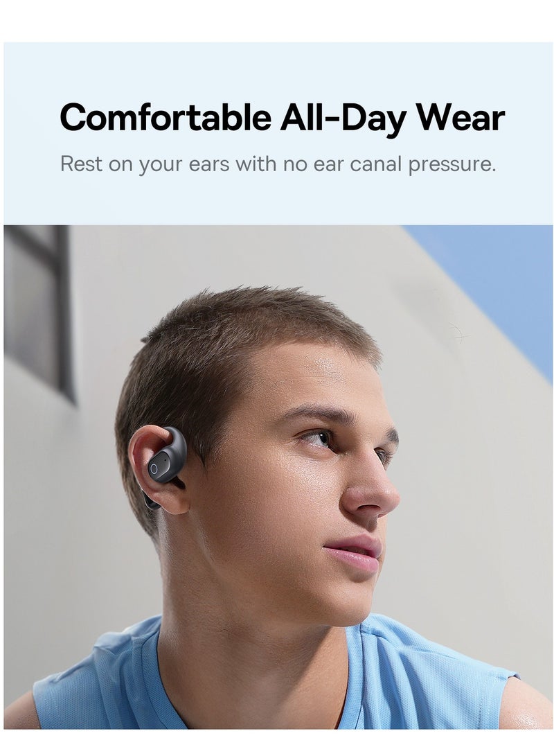 Open-Ear Earphones with Ear Hooks, Wireless Bluetooth 5.4, IP54 Waterproof, Air Conduction Technology, Sports Earbuds for Running, Gym, Cycling, Outdoor Activities, Sweatproof, Comfortable and Secure Fit for Active Lifestyles, Compatible with iOS & Android Devices Cosmic Black