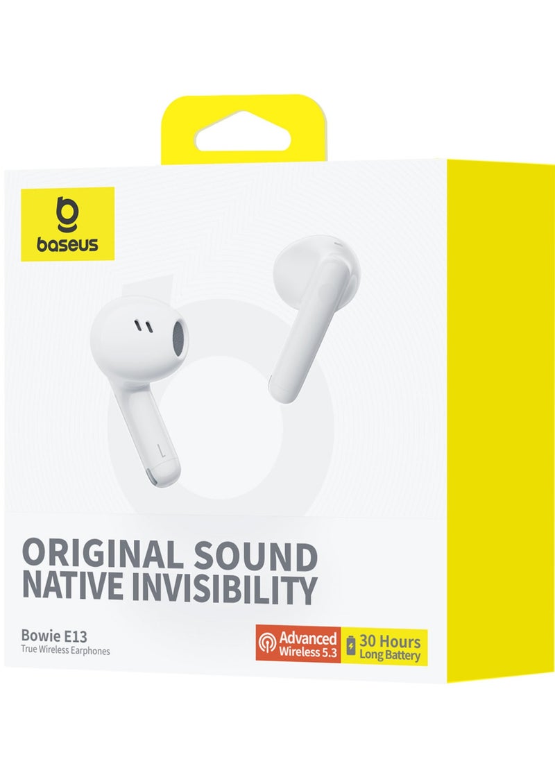 TWS Earbuds with Bluetooth 5.3, Up to 30 Hours Playtime, 0.06s Low Latency, Fast Charge Wireless Earbuds with App Control, Customizable Gestures, Equalizer Adjustment, and Sound Effects for Gaming, Music, and Calls – Premium Sound & Seamless Connection Moon White