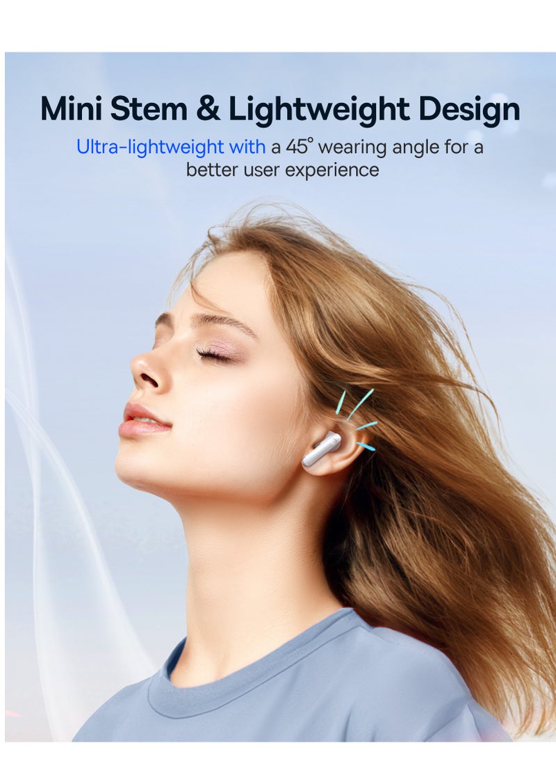 TWS Earbuds with Bluetooth 5.3, Up to 30 Hours Playtime, 0.06s Low Latency, Fast Charge Wireless Earbuds with App Control, Customizable Gestures, Equalizer Adjustment, and Sound Effects for Gaming, Music, and Calls – Premium Sound & Seamless Connection Moon White