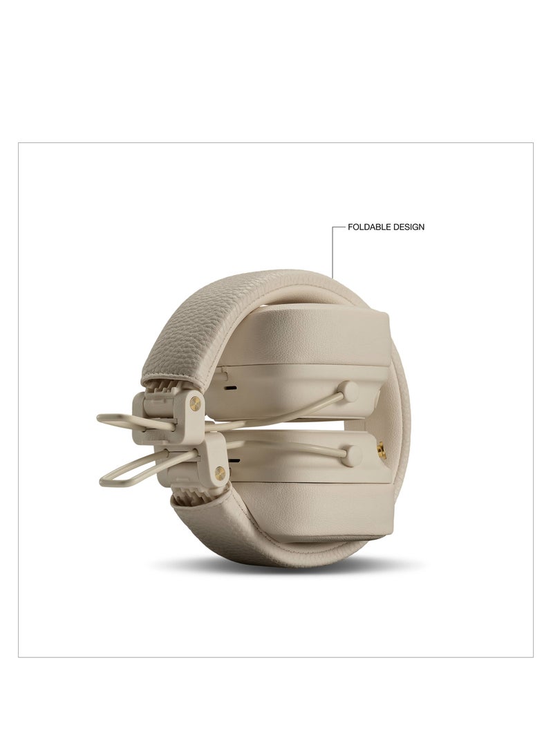 Major V On-Ear Bluetooth Wireless Headphone with 100+ Hours Playtime, Cream Beige
