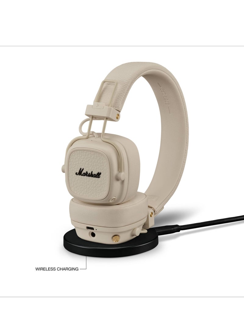 Major V On-Ear Bluetooth Wireless Headphone with 100+ Hours Playtime, Cream Beige