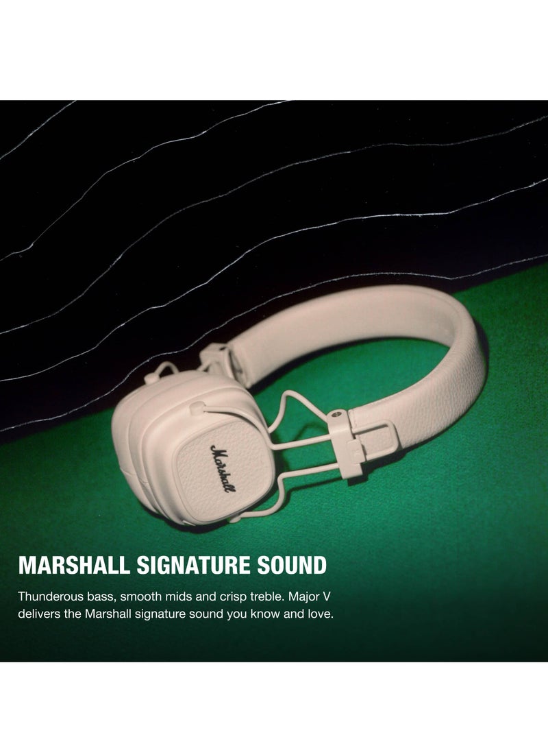 Major V On-Ear Bluetooth Wireless Headphone with 100+ Hours Playtime, Cream Beige