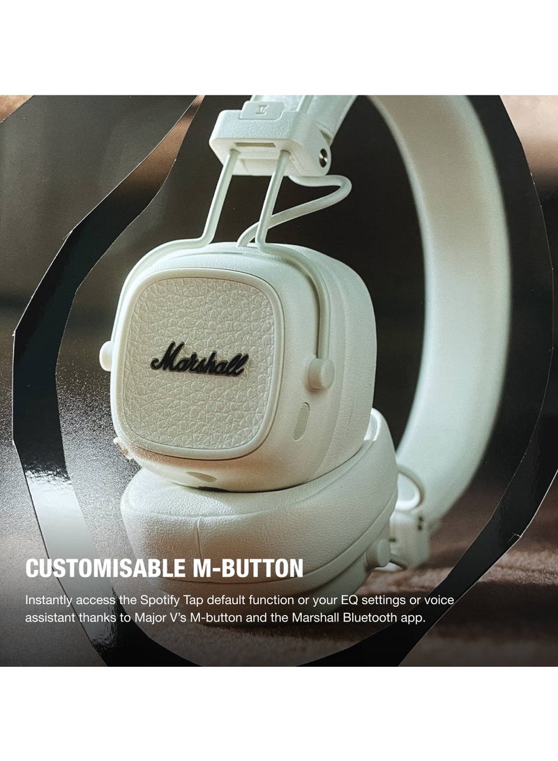 Major V On-Ear Bluetooth Wireless Headphone with 100+ Hours Playtime, Cream Beige