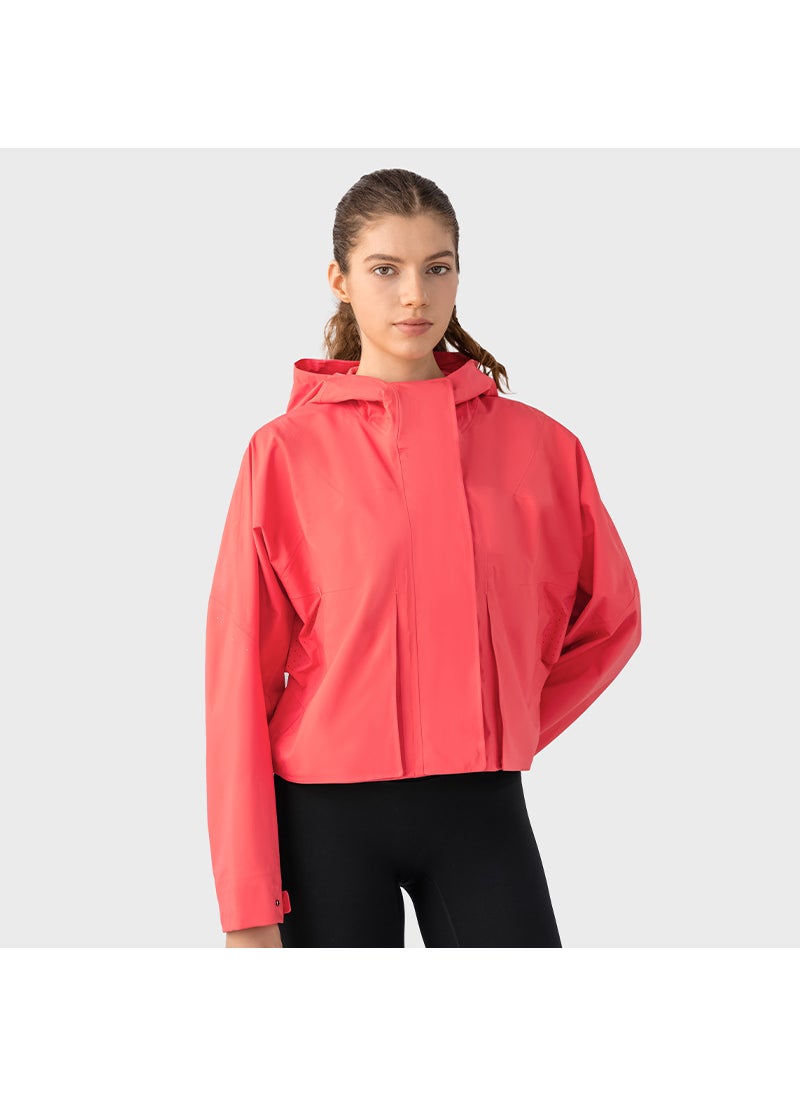 Casual Hooded Windbreaker Short Breathable Sportswear Light raspberry color