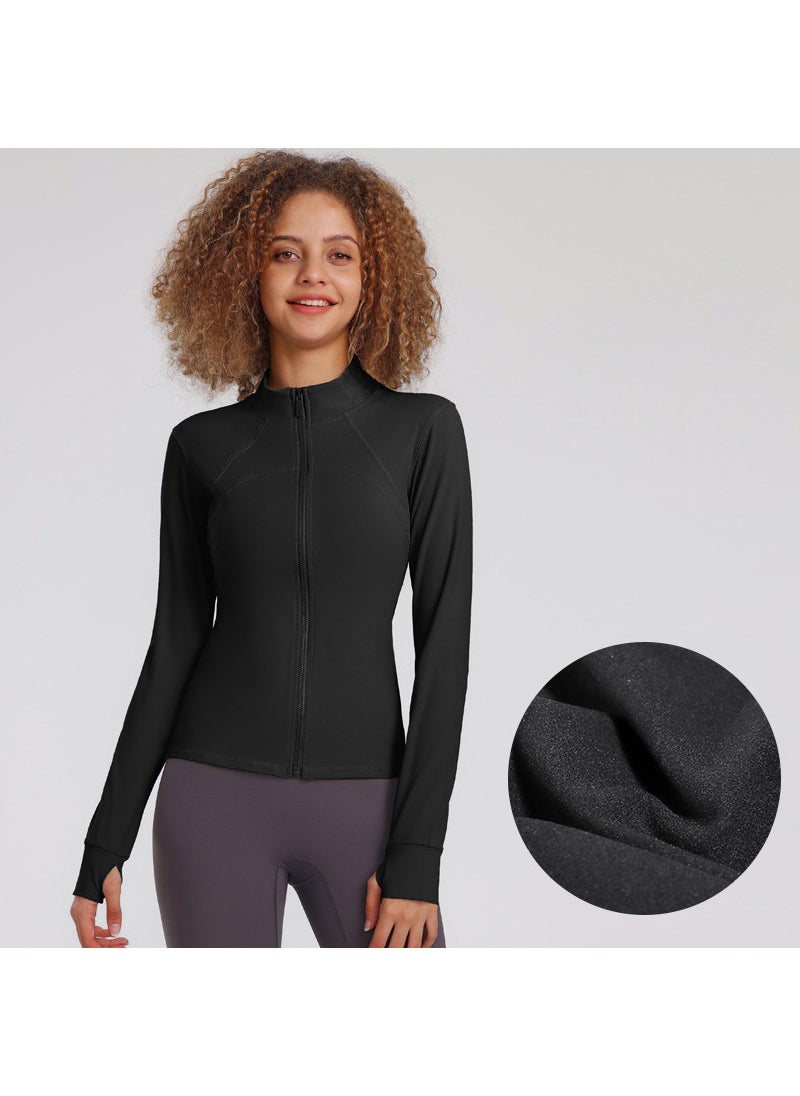 Womens Fitness Yoga Jacket Quick-Dry Fall/Winter 332 black (plus velvet)