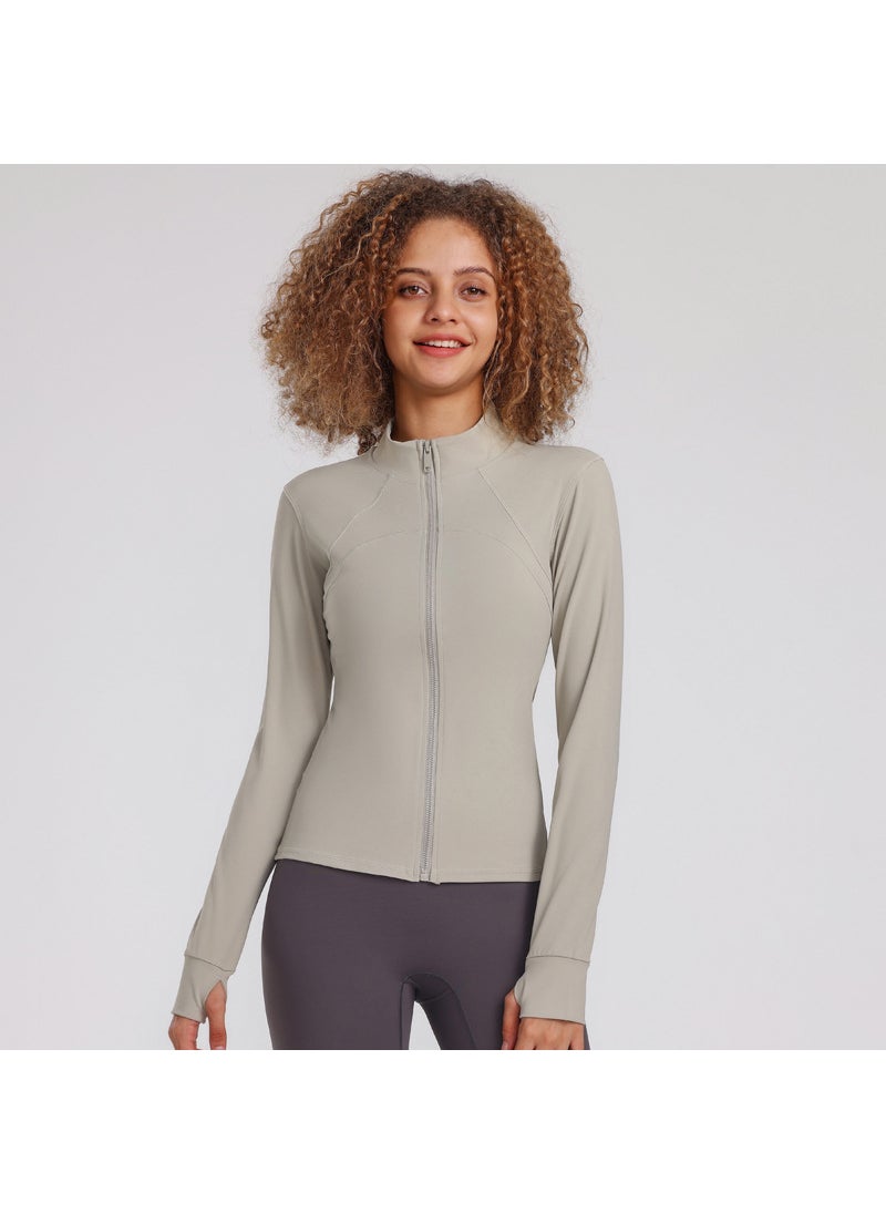 Womens Fitness Yoga Jacket Quick-Dry Fall/Winter Green Gray