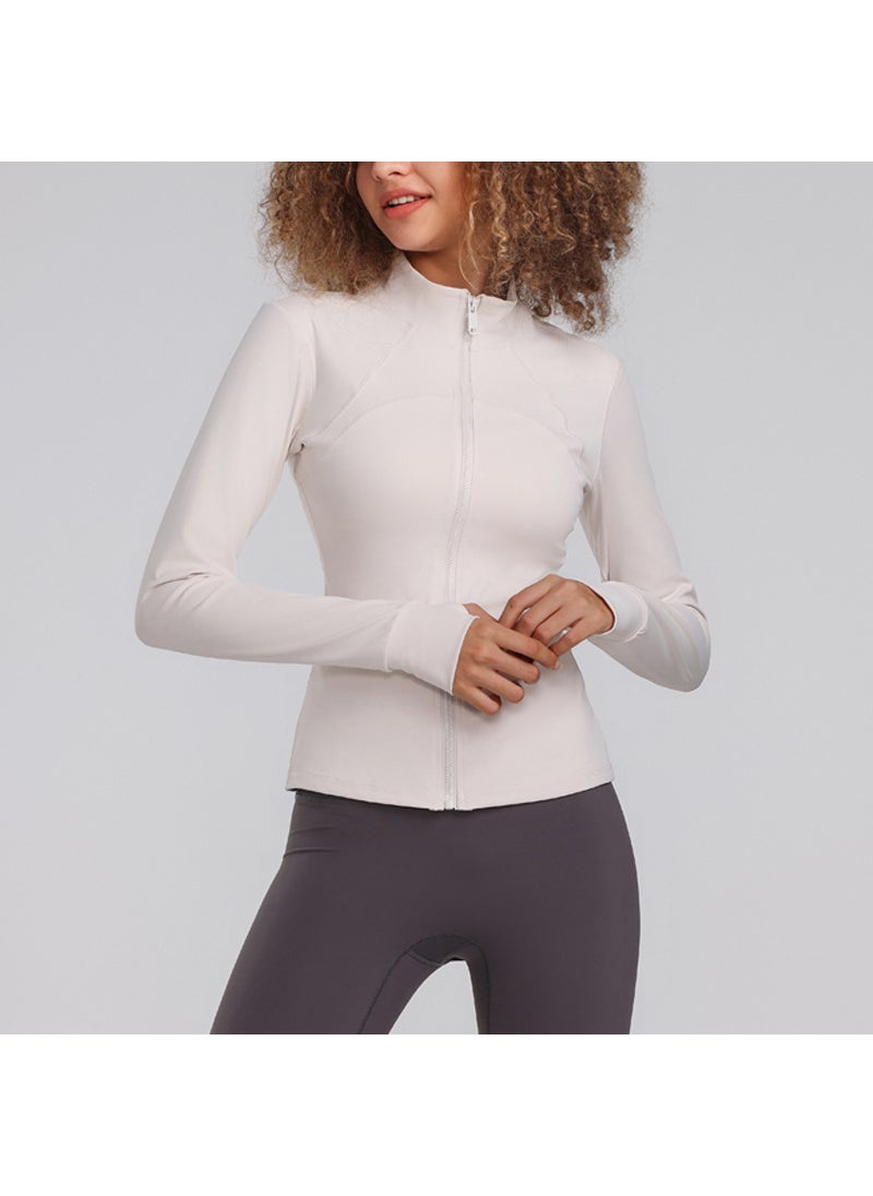 Womens Fitness Yoga Jacket Quick-Dry Fall/Winter Rock White