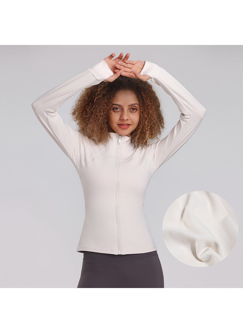 Womens Fitness Yoga Jacket Quick-Dry Fall/Winter 332 rock white (plus velvet)