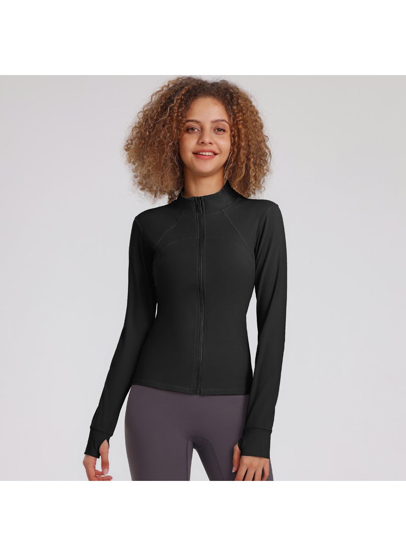 Womens Fitness Yoga Jacket Quick-Dry Fall/Winter Black