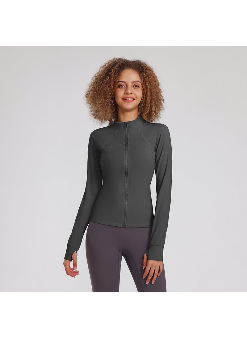 Womens Fitness Yoga Jacket Quick-Dry Fall/Winter 332 dark gray (plus velvet)