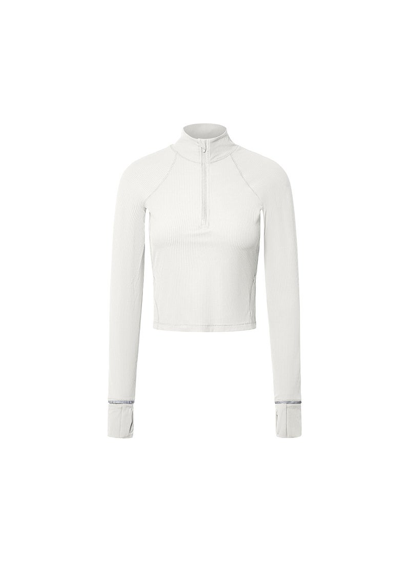 Spring Collar Zip Fitness Yoga Jacket DAW028 Albumin (Pearl White) (three-day shipment)