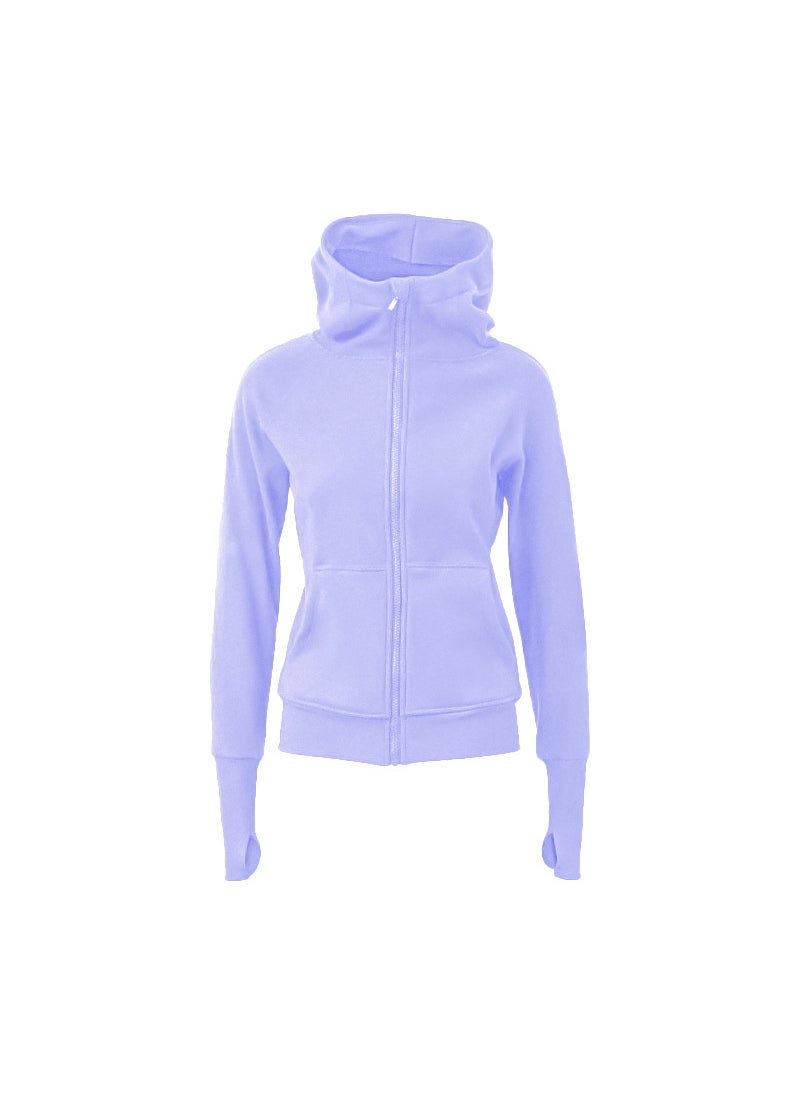 Winter Hooded Fleece Coat Warm Windproof Long Jacket Women Light lavender purple