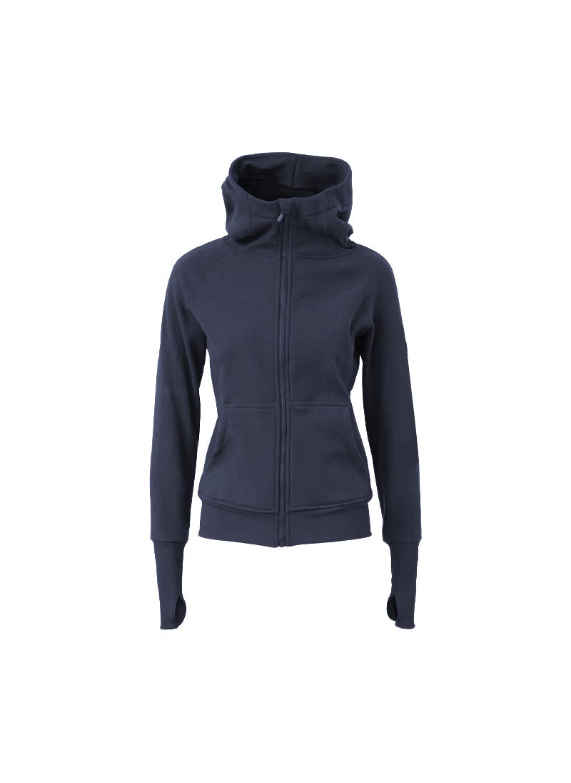 Winter Hooded Fleece Coat Warm Windproof Long Jacket Women Graphite Gray