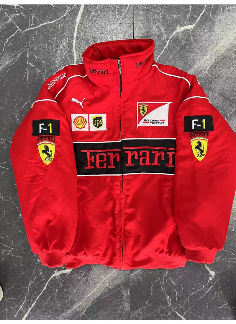 Embroidered F1 Racing Suit Winter Cotton Jacket Red method