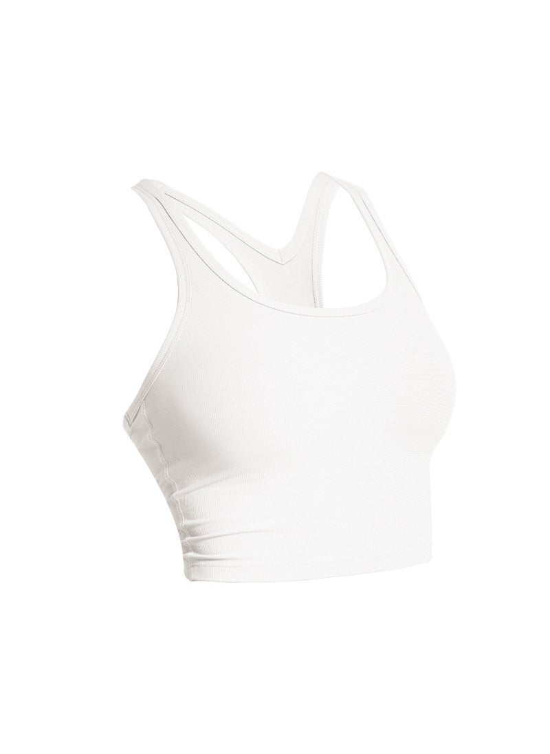 Fashion Anti-Exposure Sports Bra for Running Yoga Foggy white