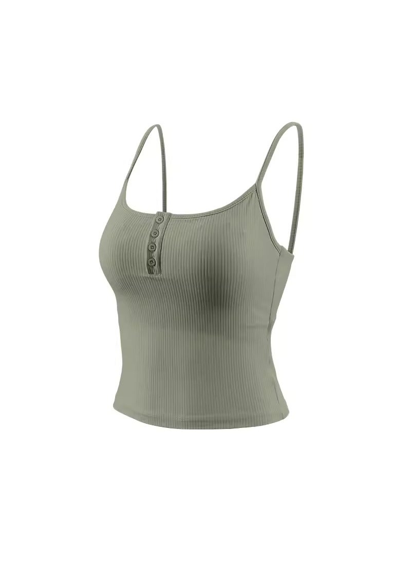 Threaded Sports Bra Tank Yoga Fitness Top gray mint