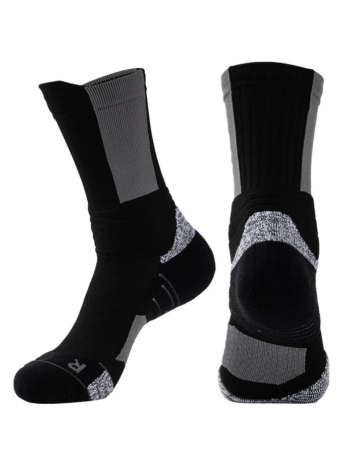 4 pairs of sports soccer mid-length high top towel bottom outdoor running socks Sports basketball socks