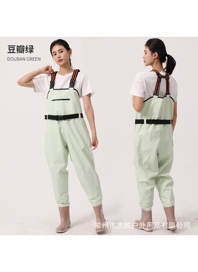 Waterproof Womens Fishing Wear with Thickened Pants Bean Green