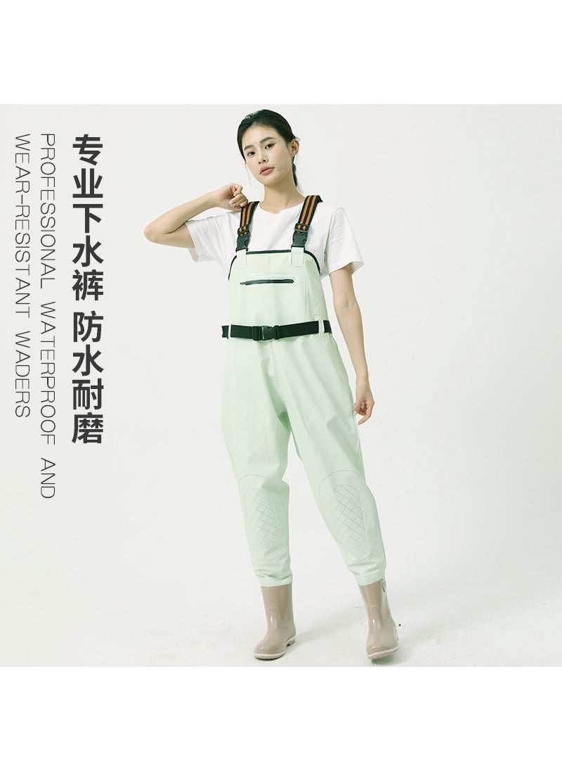 Womens Waterproof Waders Fishing Overalls Beach Rain Boots Light green