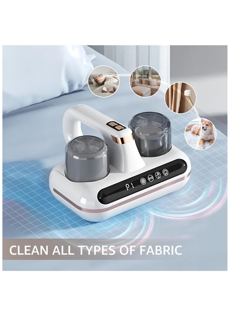 Mattress Vacuum Cleaner, Dust Mite Cleaner, 8kPa & 10kPa Suction Dual Mode Bed Vacuum with Digital Screen, HEPA Filter & 210ml Dust Bin 100W for Bed Pillow Sofa Carpets Couch (Double Cup)