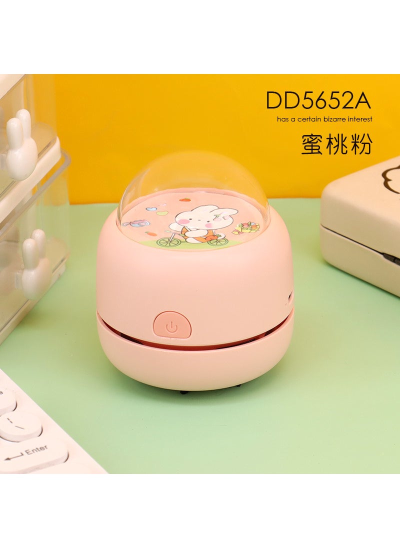 Wireless large suction desktop electric vacuum cleaner rubber children students desktop cleaning Type-c interface third gear Pink bunny