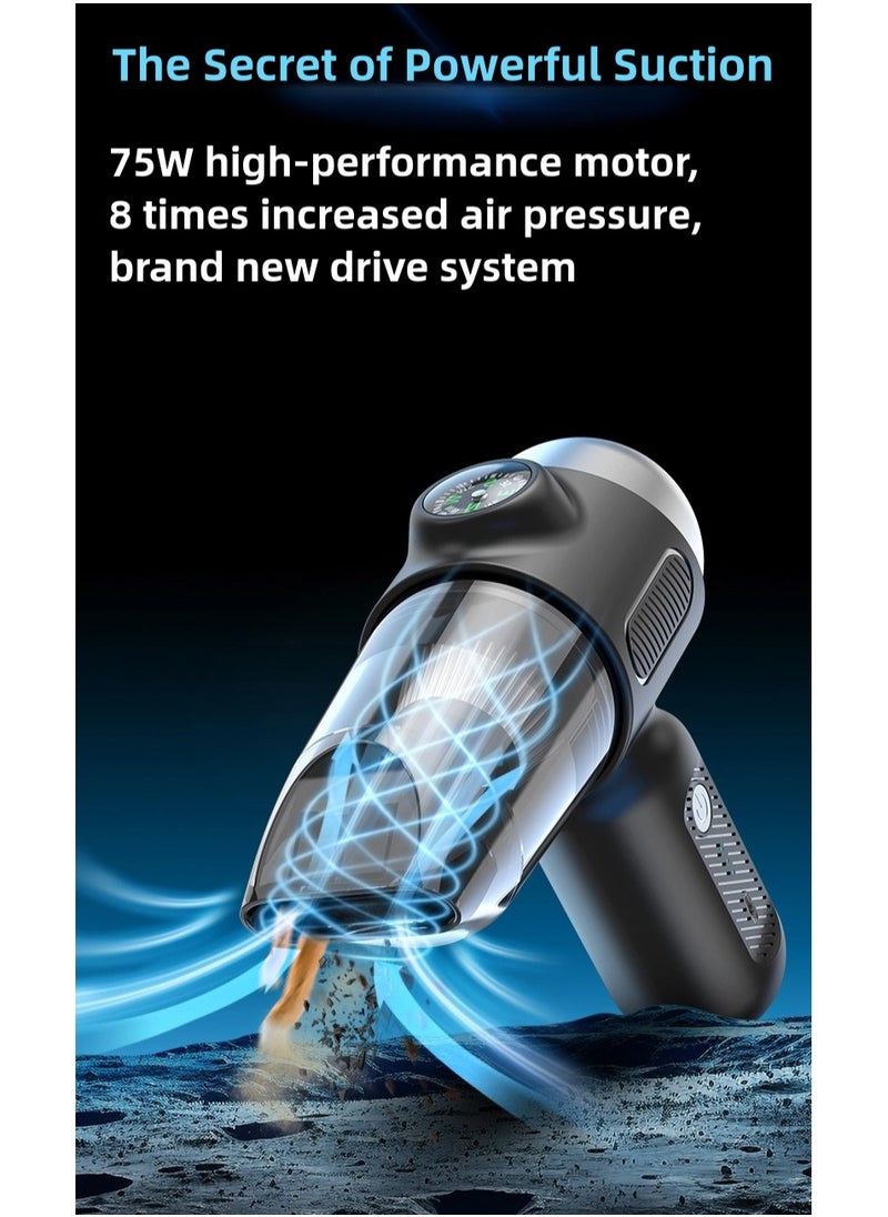 Handheld Vacuum Cleaner,Cordless Car Vacuum Cleaner - Wireless Handheld Vacuum Cleaner Rechargeable Dustbuster - Suction and Blow Function - Handheld Vacuum Cleaner - 6000PA Strong Suction,5-in-1 Dust Buster & Air Blower & Hand Pump, Dry Use for Car, Keyboard, Inflate/Deflate Swim Ring/,Pet Grooming