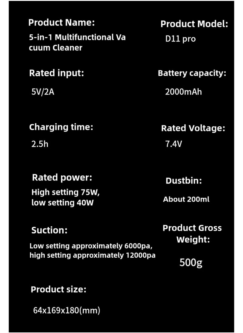 Cordless Car Vacuum Cleaner - Wireless Handheld Vacuum Cleaner Rechargeable Dustbuster - Suction and Blow Function - Handheld Vacuum Cleaner - 6000PA Strong Suction,5-in-1 Dust Buster & Air Blower & Hand Pump, Dry Use for Car, Keyboard, Inflate/Deflate Swim Ring/,Pet Grooming