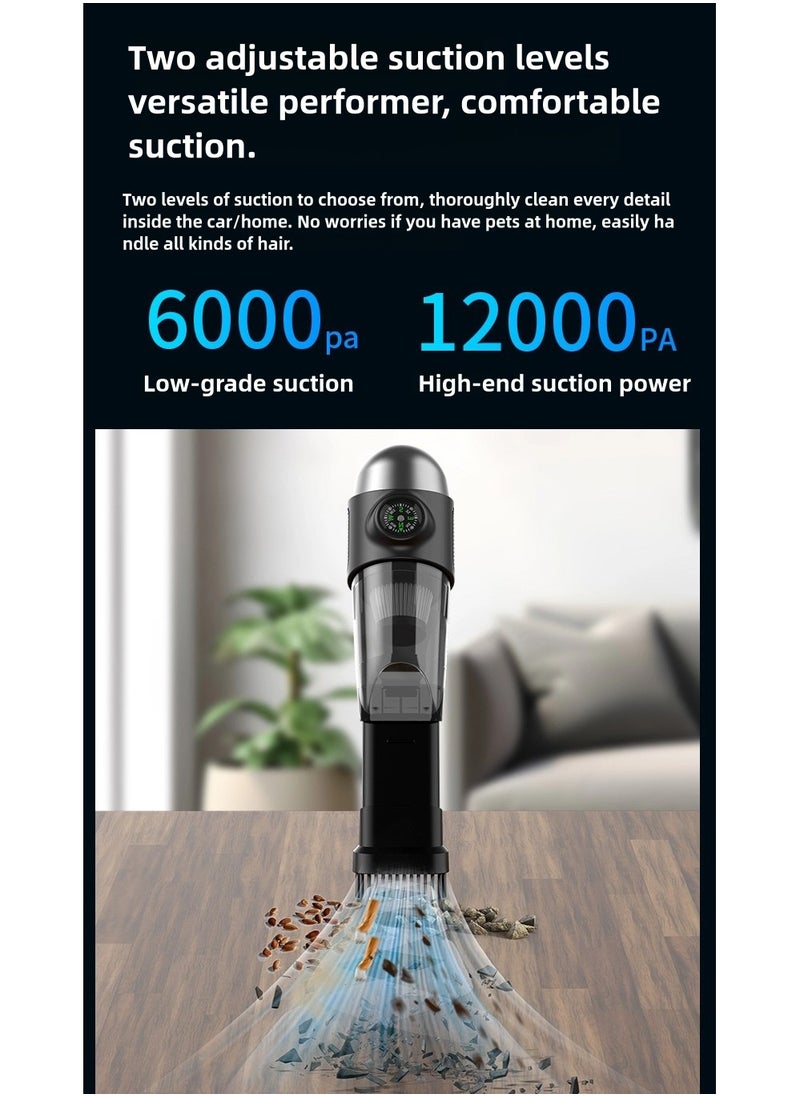 Handheld Vacuum Cleaner,Cordless Car Vacuum Cleaner - Wireless Handheld Vacuum Cleaner Rechargeable Dustbuster - Suction and Blow Function - Handheld Vacuum Cleaner - 6000PA Strong Suction,5-in-1 Dust Buster & Air Blower & Hand Pump, Dry Use for Car, Keyboard, Inflate/Deflate Swim Ring/,Pet Grooming