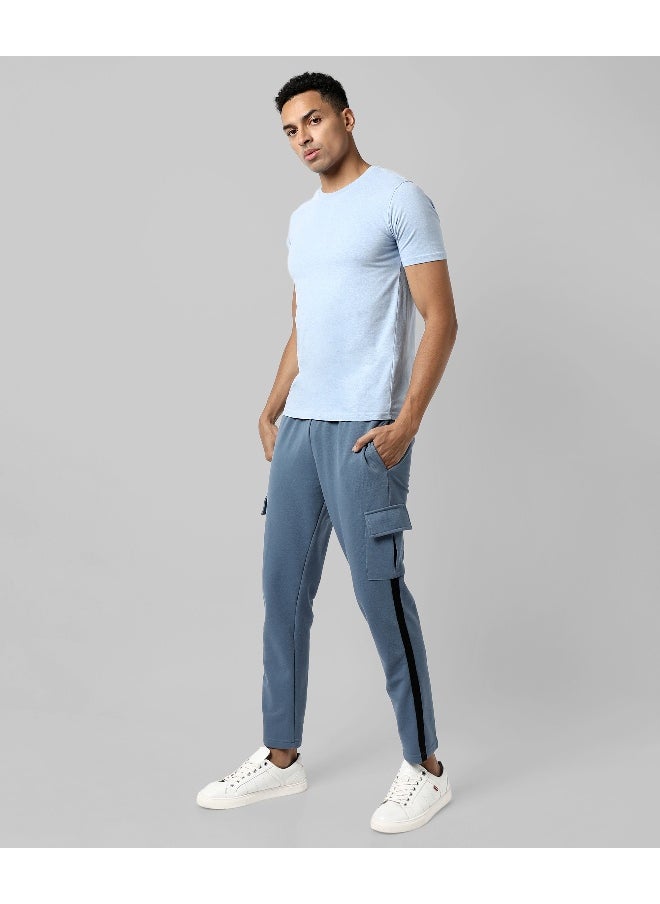 Men's Solid Blue Regular Fit Trackpants