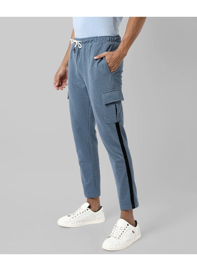 Men's Solid Blue Regular Fit Trackpants