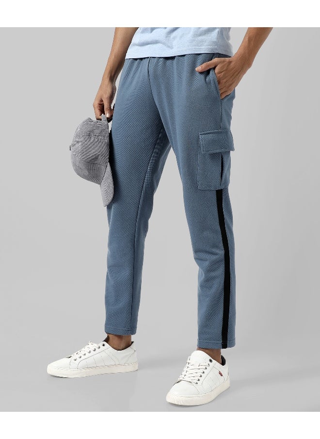 Men's Solid Blue Regular Fit Trackpants