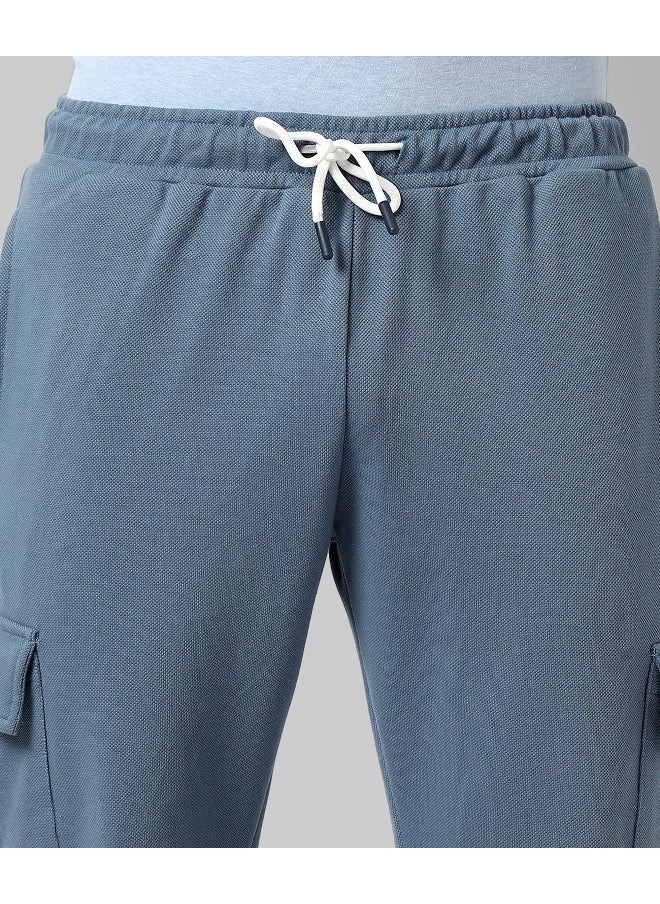 Men's Solid Blue Regular Fit Trackpants