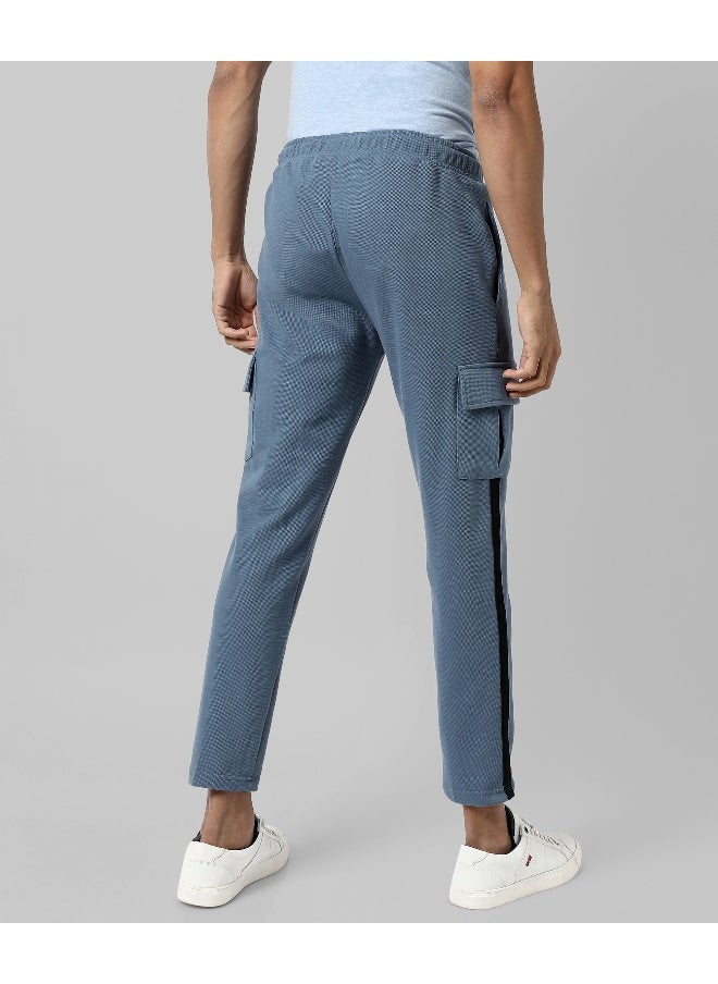 Men's Solid Blue Regular Fit Trackpants