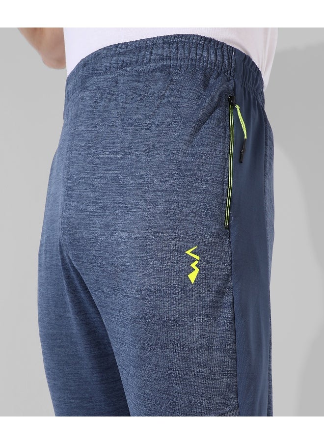 Men's Navy Blue Textured Regular Fit Trackpants