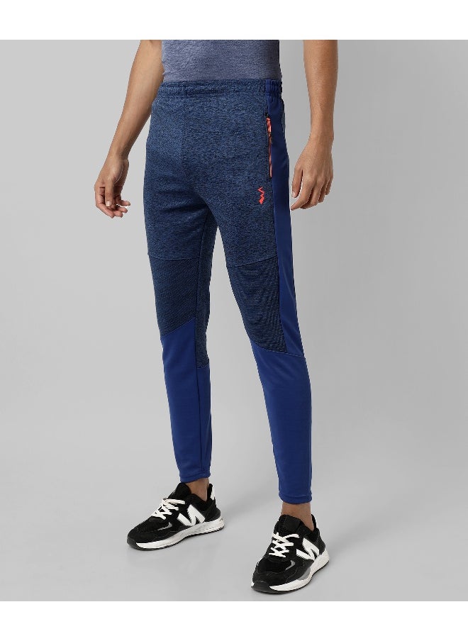 Men's Blue Colourblocked Regular Fit Trackpants