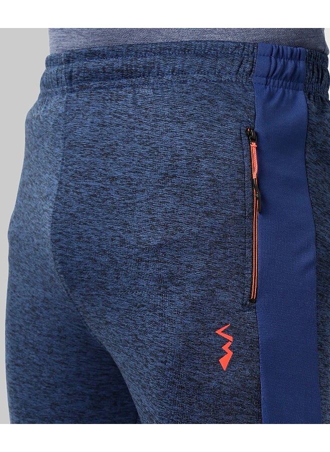 Men's Blue Colourblocked Regular Fit Trackpants