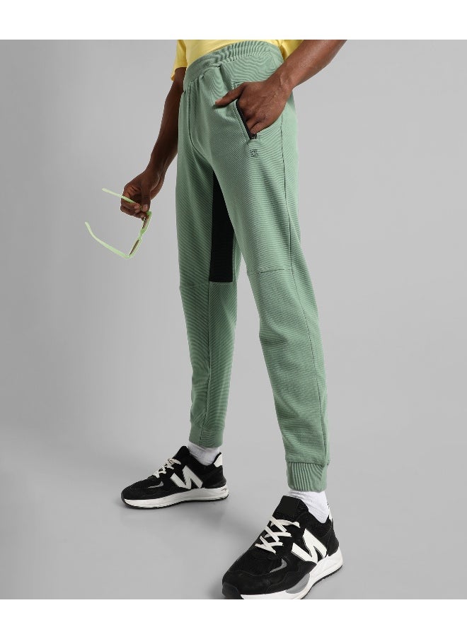 Men's Solid Sage Green Regular Fit Trackpants