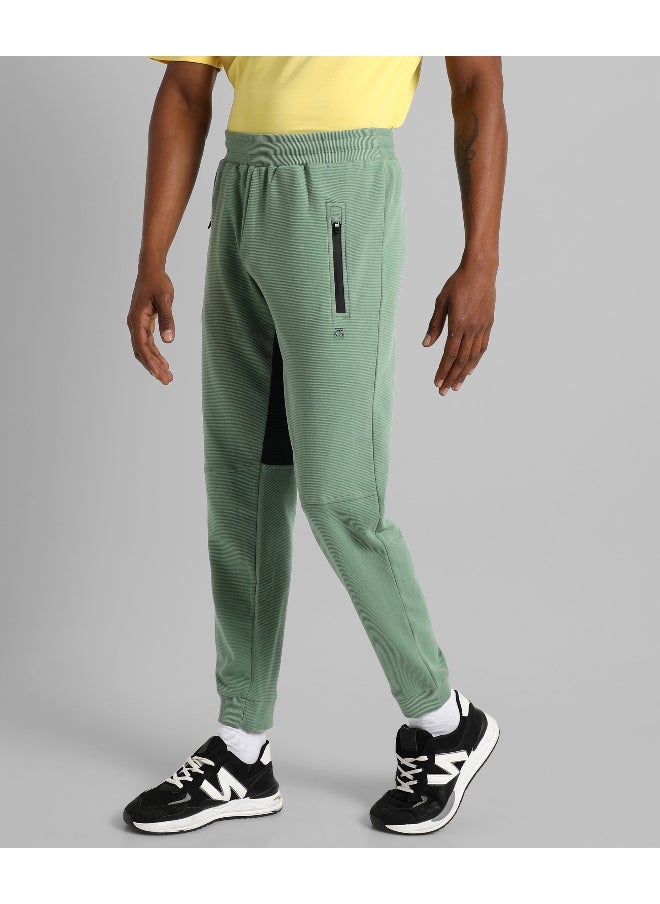 Men's Solid Sage Green Regular Fit Trackpants