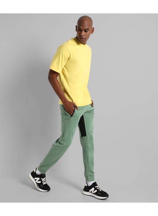 Men's Solid Sage Green Regular Fit Trackpants