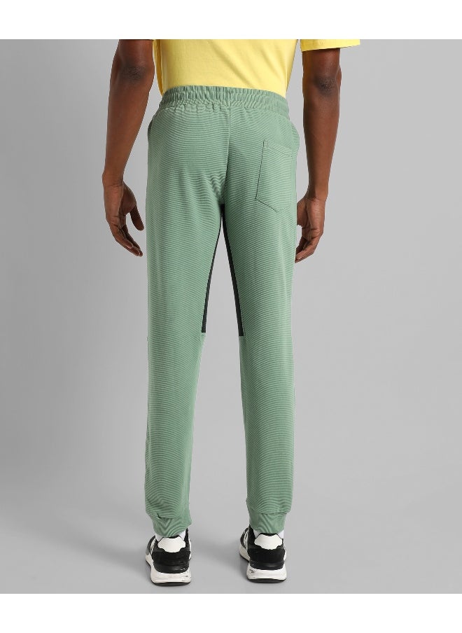 Men's Solid Sage Green Regular Fit Trackpants