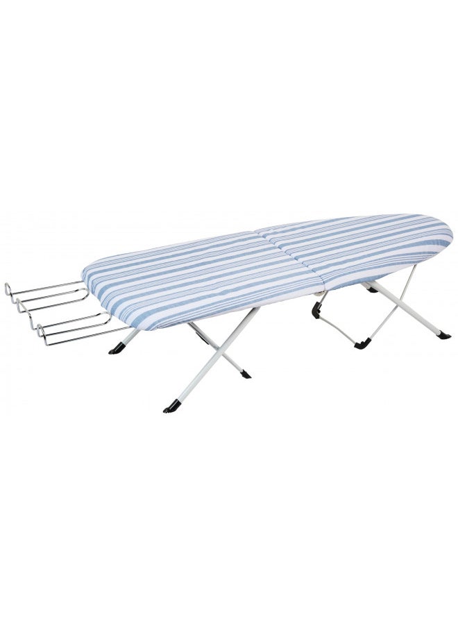 Honey-Can-Do Foldable Tabletop Ironing Board with Iron Rest, Blue Stripe