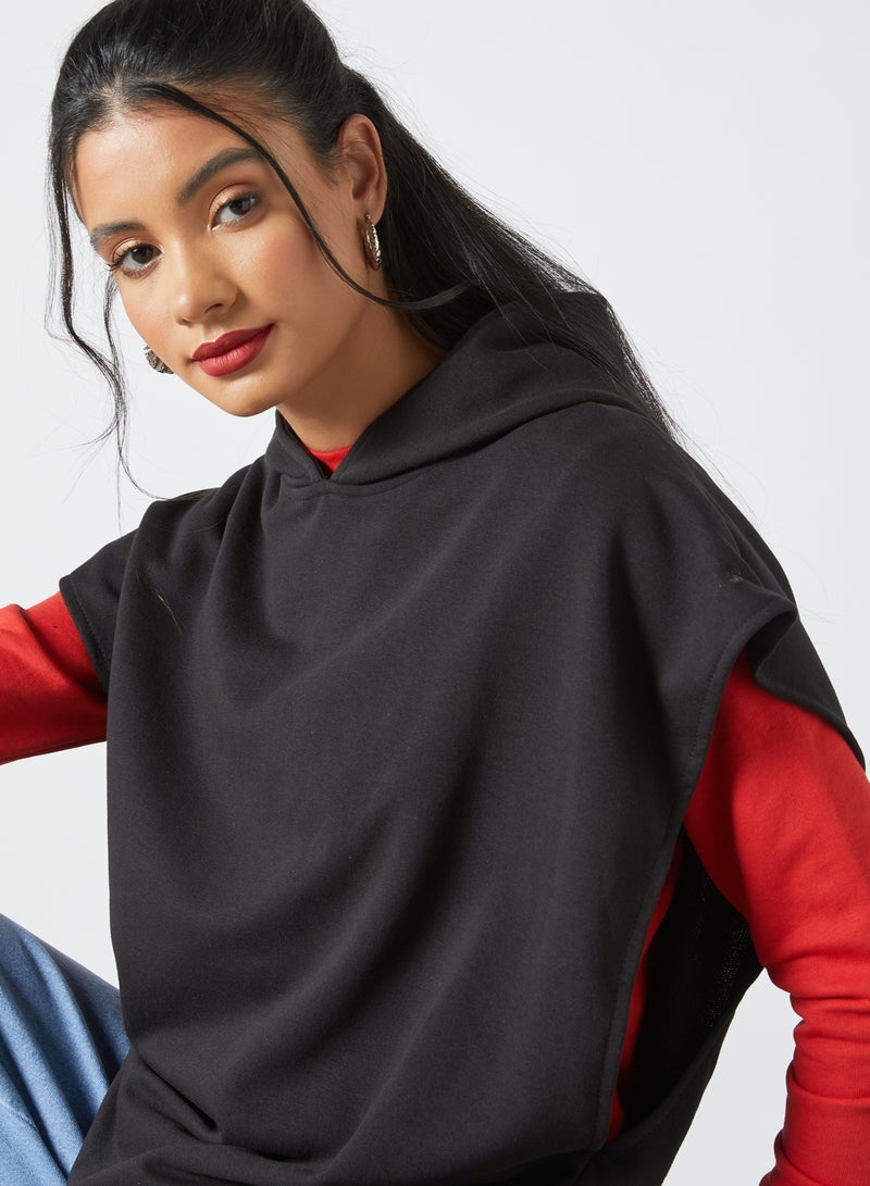 Wide Armhole Oversize Hoodie Black