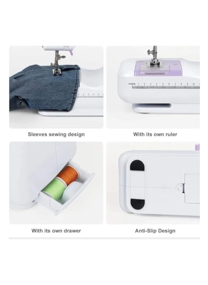 Electric Sewing Machine, Portable Household Machine, Multi-functional Crafting and Adjustable Speed, 12 Stitch Patterns for Kids, Parents, Beginners, Hobbyists, Lightweight