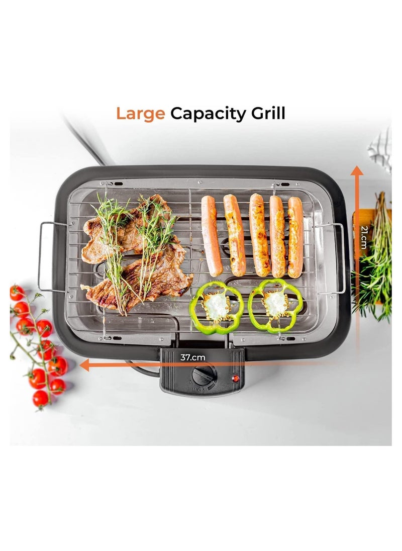 Portable Electric Smokeless Barbecue 2000W High Power Grill Indoor BBQ Grilling Table with 5 Adjustable Temperature fit Home Dinner Camping Travel Hiking