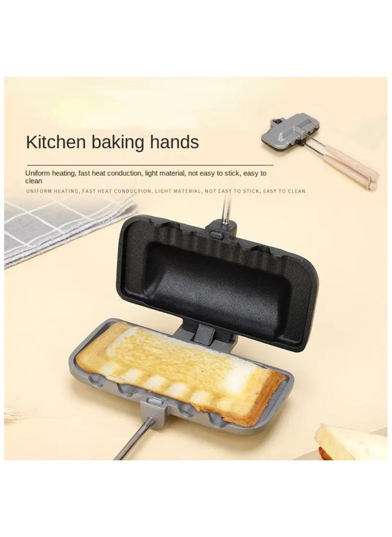 Double-Sided Non-Stick Sandwich Pan - Foldable Grill & Frying Pan for Bread, Toast, Pancake Maker, Breakfast Machine