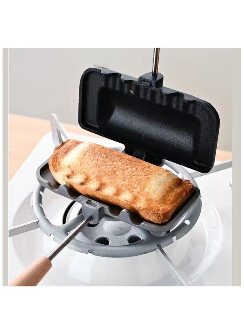 Double-Sided Non-Stick Sandwich Pan - Foldable Grill & Frying Pan for Bread, Toast, Pancake Maker, Breakfast Machine