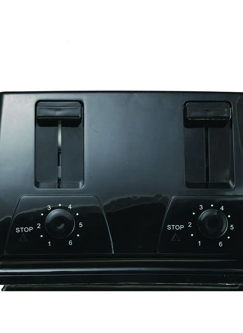 Royalford QLT-318B 4 Slice Toaster Stainless Steel Design With Convenient Auto Pop-Up Shut-Off Advanced Anti-Clamping Function and User Friendly Stop Button