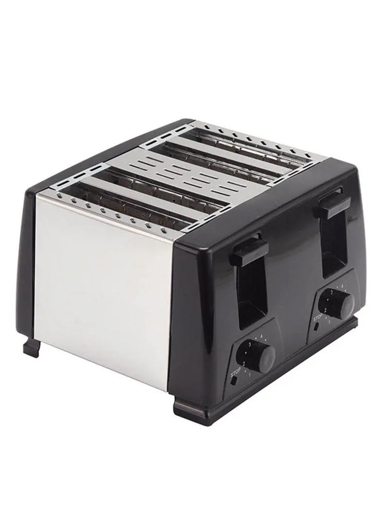 Royalford QLT-318B 4 Slice Toaster Stainless Steel Design With Convenient Auto Pop-Up Shut-Off Advanced Anti-Clamping Function and User Friendly Stop Button